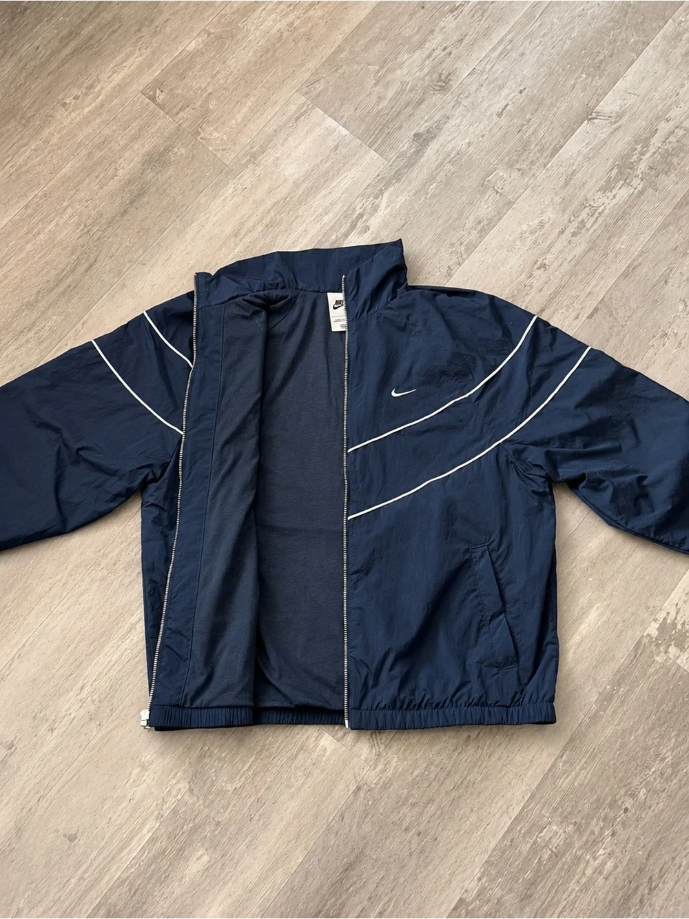 Nike Navy Blue UV windbreaker women’s jacket-retro 90s Style Y2K Sportswear LG